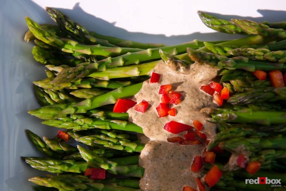 An asparagus dish at the open house of Acalia and Foodz catering. (Photography by Red Box Pictures)