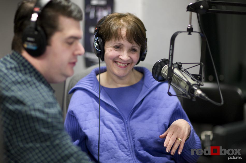Gayle O'Donnell (right) smiles during the first show she will co-host with Greg Lowder. (Photography by Scott Eklund/Red Box Pictures)