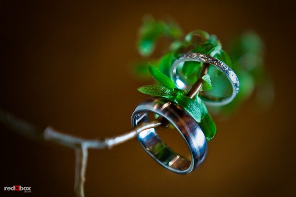 The bride and groom's wedding bands at the Lake Union Cafe in Seattle. (Photo by Andy Rogers/Red Box Pictures)