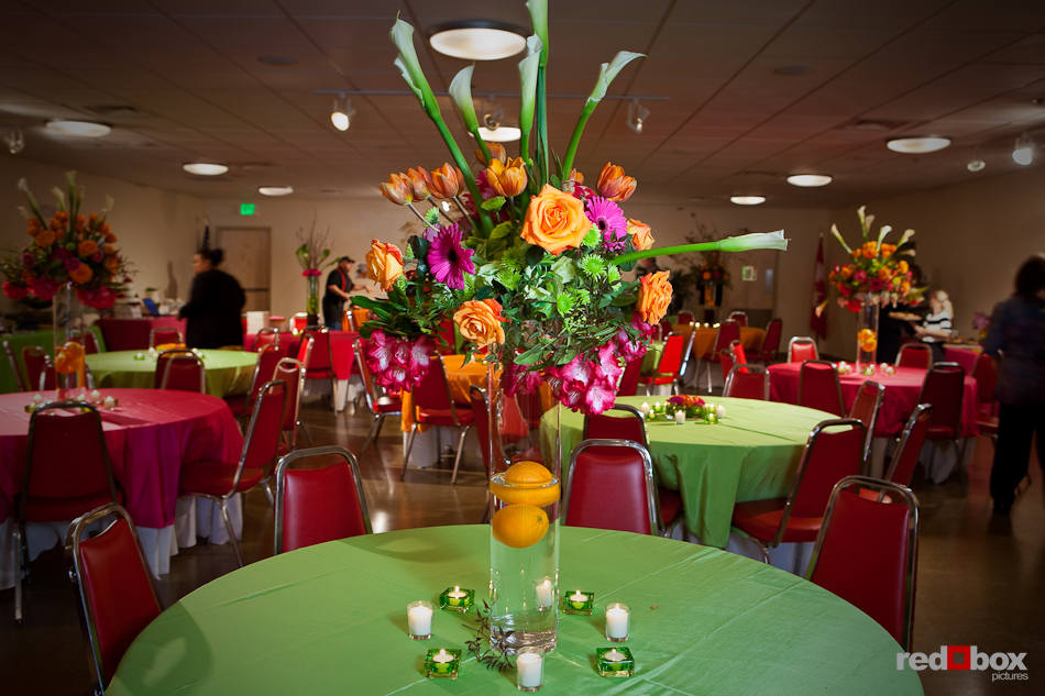 Floral arrangements by Esprit de Fleur at the Seattle Scottish Rite Masonic Center in Shoreline, WA during an open house on Wed. March 31, 2010. (Photography by Red Box Pictures)