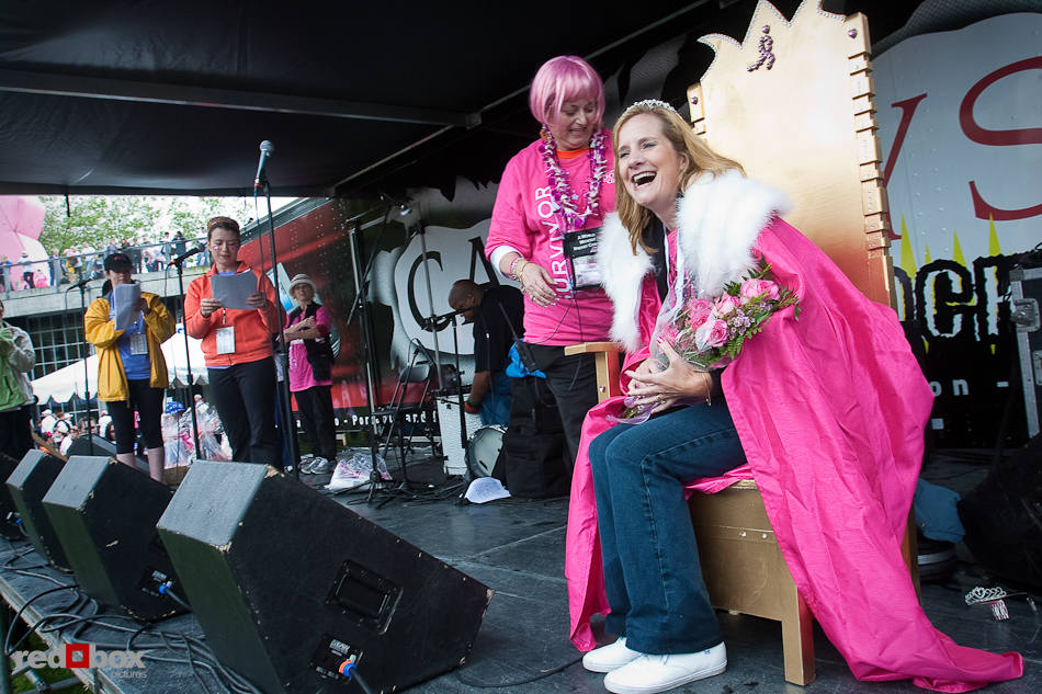 The top fundraising breast cancer survivor is named Queen for the Day during the 2010 Susan G. Komen Race for the Cure in Seattle on June 6, 2010. (Photography by Andy Rogers/Red Box Pictures)