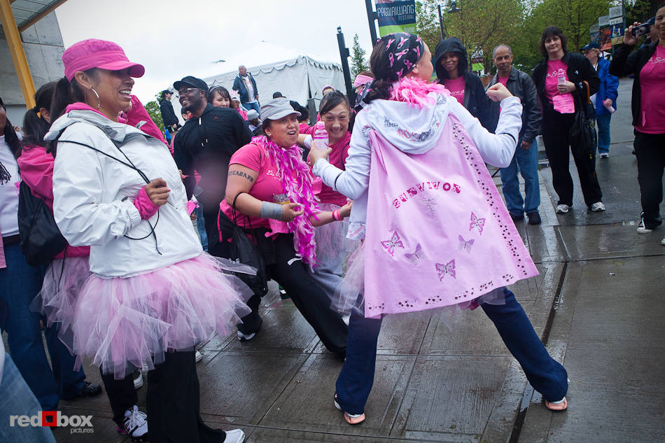 A breast cancer survivor feels super about finishing the 2010 Susan G. Komen Race for the Cure in Seattle on June 6, 2010. (Photography by Andy Rogers/Red Box Pictures)