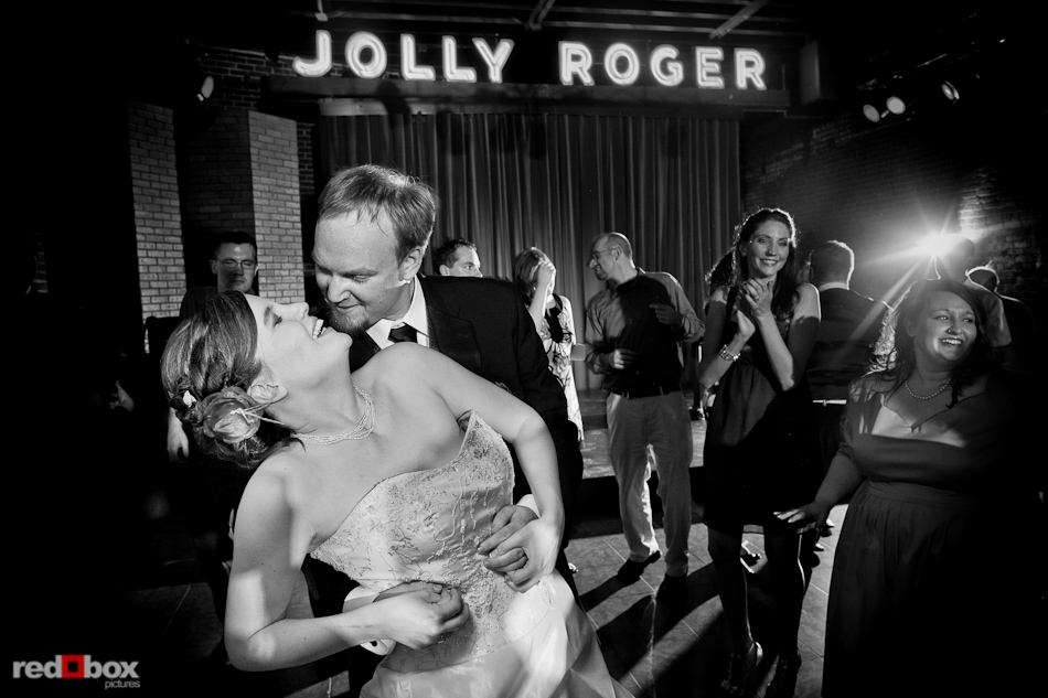 Maureen and Alex dance during their wedding at the Georgetown Ballroom in Seattle. (Photo by Andy Rogers/Red Box Pictures)