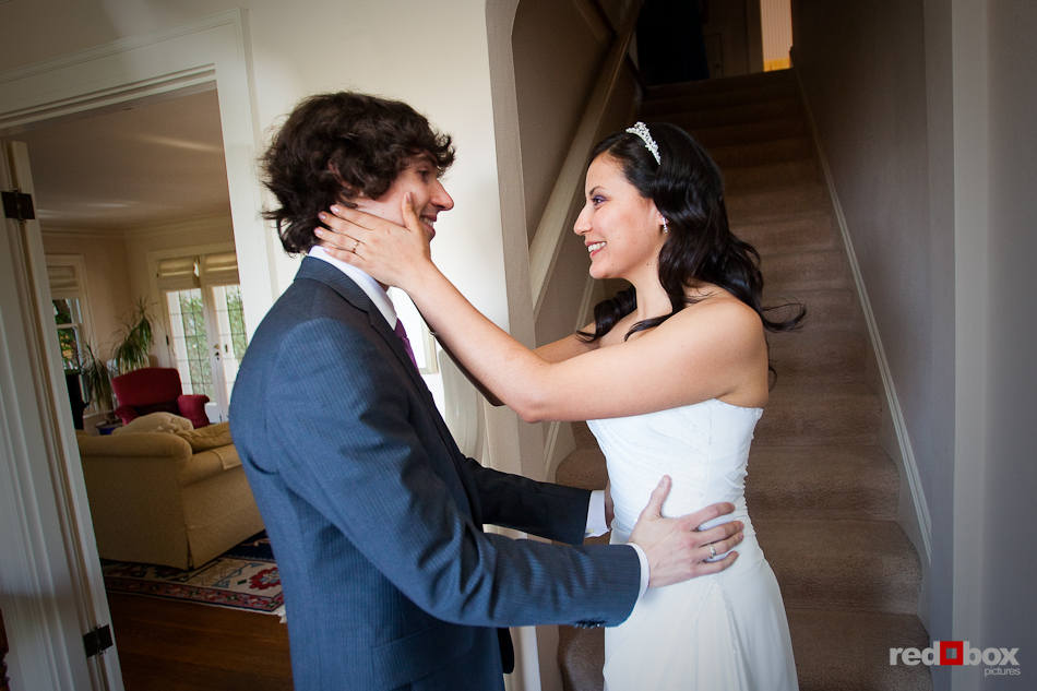 Anghi and Andy see each other for the first time on their wedding day in Seattle. (Photo by Dan DeLong/Red Box Pictures)