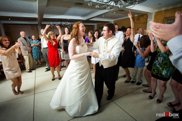 Katherine and Bryan dance during their wedding reception at the Women's University Club in Seattle. (Photo by Dan DeLong/Red Box Pictures)