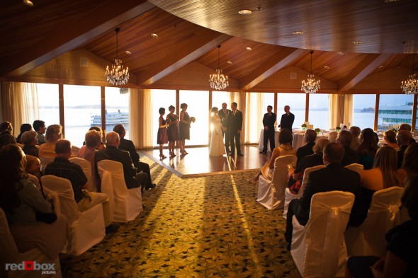 Lisa and Alex are pronounced husband and wife during their wedding ceremony at the Edgewater Hotel in Seattle (Photo by Andy Rogers/Red Box Pictures)