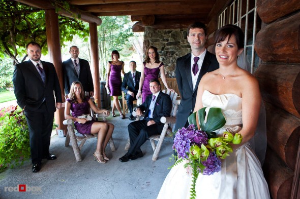 Suzy and Michael's wedding party poses for a photo at Kiana Lodge in Poulsbo, WA. (Photo by Andy Rogers/Red Box Pictures)