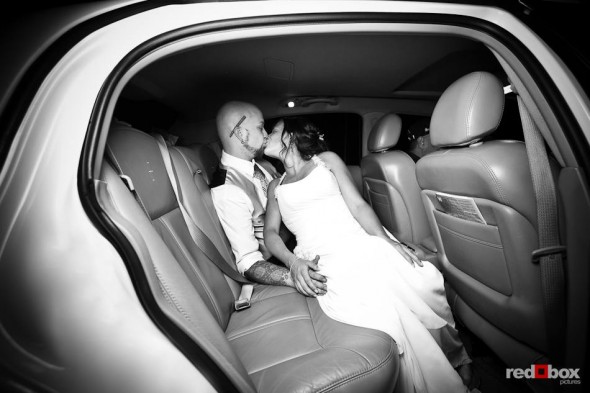 Inside their limo, Liz and Ted kiss before departing Hidden Meadows for Seattle. (Photo by Dan DeLong/Red Box Pictures)