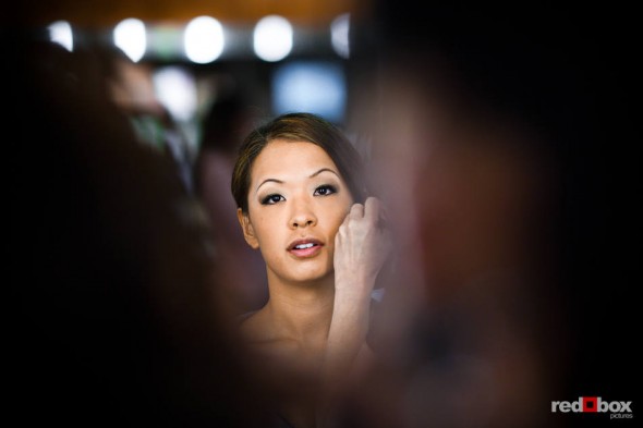 Nora at the Gene Juarez Salon before marrying Neill at the First United Methodist Church in Bellevue, WA. Their wedding reception was held at the Bellevue Art Museum. (Photo by Dan DeLong/Red Box Pictures)