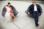 Angie and Jordan relax before their wedding in Seattle's Olympic Sculpture Park. (Photo by Dan DeLong/Red Box Pictures)
