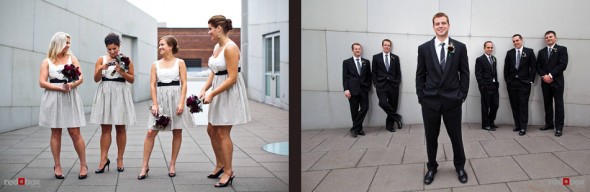 Wedding party photos from Neill and Nora's wedding at the art museum in Bellevue, Washington. (Photo by Dan DeLong/Red Box Pictures)