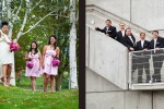 Angie and Jordan pose with with their wedding party at the Olympic Sculpture Park in Seattle. (Photo by Dan DeLong/Red Box Pictures)
