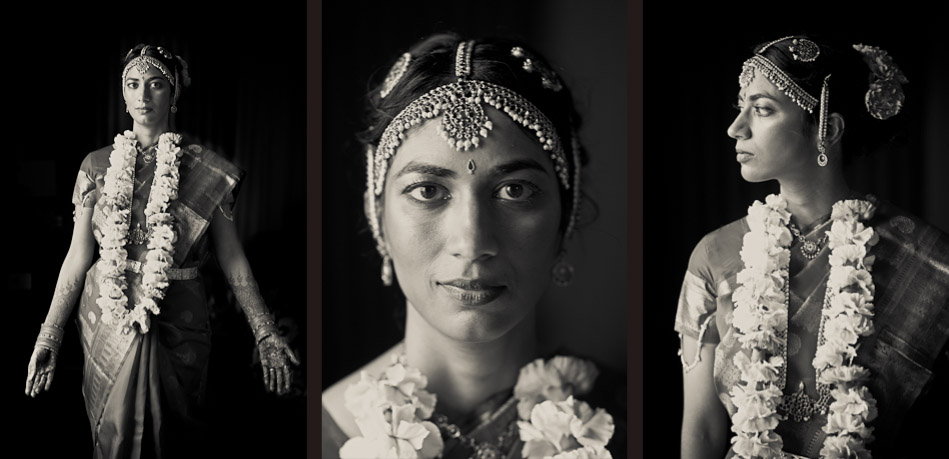 Karthik is dressed in her Indian wedding finery prior to her Indian wedding ceremony at the Uptown Hideaway in Seattle. (Photos by Dan DeLong/Red Box Pictures)