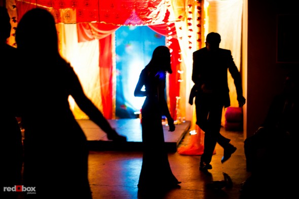 Guests at Karthik and Mike's wedding dance following their wedding ceremonies at the Uptown Hideaway wedding venue. (Photo by Dan DeLong/Red Box Pictures)