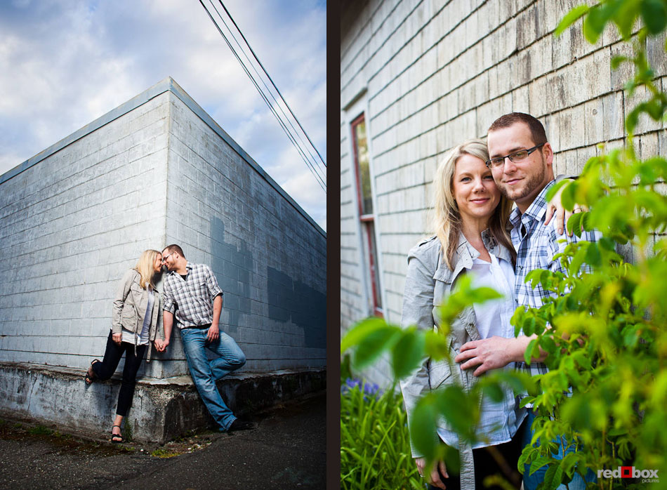 For their engagement photographs, Megan and Tyler were photographed in downtown Edmonds, WA. (Photo by Dan DeLong/Red Box Pictures).