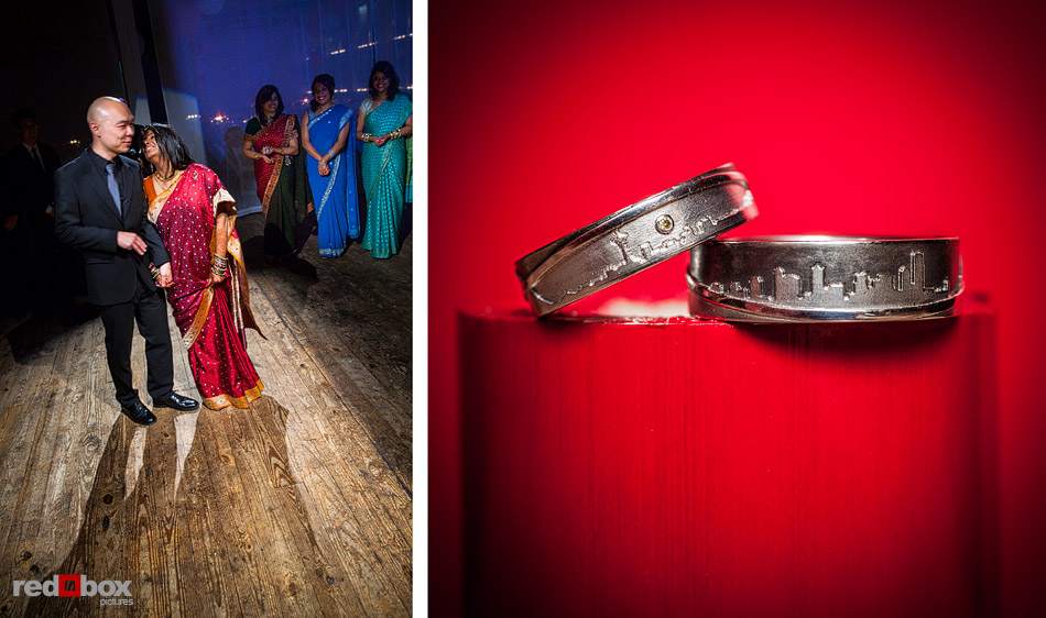 Poonam and Jerry take take their Seven Steps during a ceremony that is part Hindu tradition and part Western at Pravda Studio in Seattle. (Photo by Andy Rogers/Red Box Pictures)