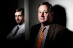 Perkins Coie law firm partners Joe McMillan, left, and Harry Schneider are overseeing the pro bono case of Osama Bin Laden's former driver. Salim Ahmed Hamdan's is scheduled to become the first person to stand trial at Guantanamo for war crimes. McMillan said he felt he had "to stand up and participate in an effort to rein in" President Bush. (Photographer: Andy Rogers)